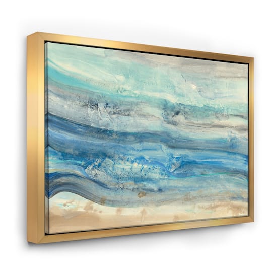 Designart - Ocean Mineral Waves - Nautical &#x26; Coastal Canvas in Gold Frame